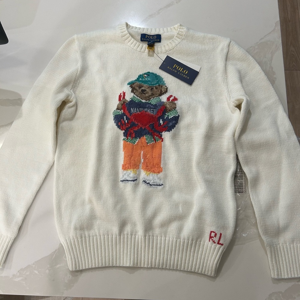 Polo Ralph Lauren Bear Nantucket Sweater, Boys size Large 14-16, fits women XS-S